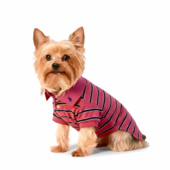 Ralph Lauren Pink and Black Striped Dog Polo Shirt Size L - Picture 1 of 8